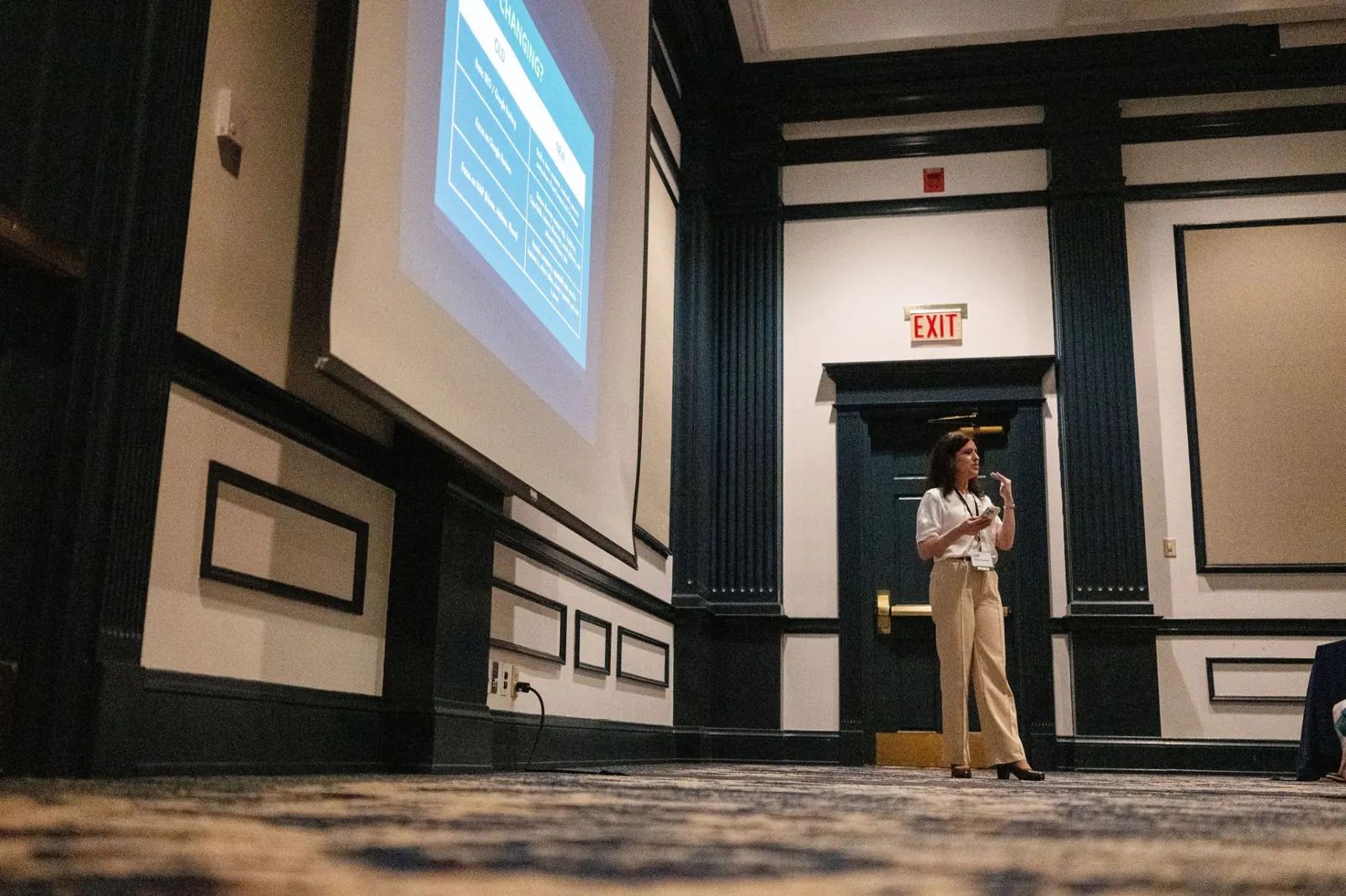 A speaker presenting to a workshop audience in a Pennsylvania ballroom